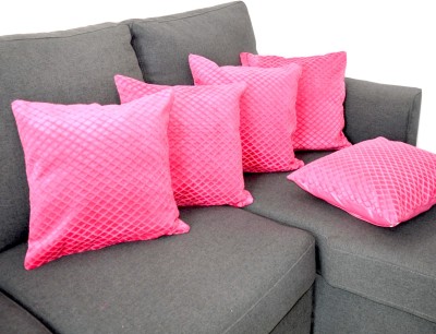 Tranquil Square Cotton Cushions Cover(Pack of 5, 40.6 cm*40.6 cm, Pink)