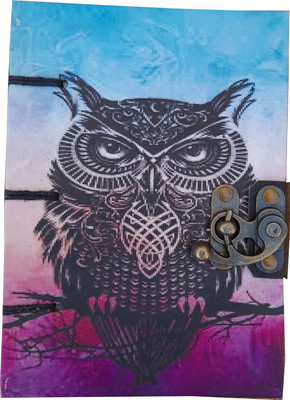 tarun craft Eco Friendly Unruled Handmade Paper Made of Cotton Rags Lucky Owl A5 Diary Unruled 144 Pages(Multicolor)