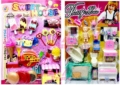 ROSEFAIR Doll House Pizza Ice Cr Set for Girl's Combo of 2 Funny Doll House Multicolor(Multicolor)