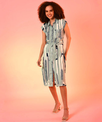 CAMPUS SUTRA Women Fit and Flare Green Above Knee/Mid Thigh Length Dress