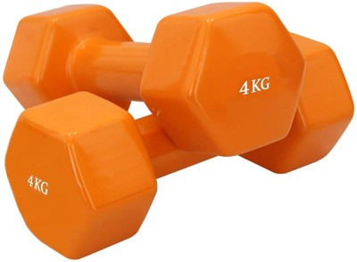 REALstf Hexagon Cast Iron Vinyl Coated Dumbbell Pair Set (2 x 4 Kg) =8kg| Fixed Weight Dumbbell(4 kg)