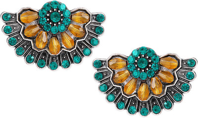 RUBANS Rubans Silver Toned Brown and Green Stone Studs Alloy Stud Earring