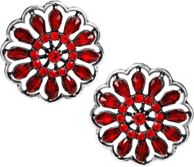 RUBANS Rubans Silver Toned Red stone Floral Studs Alloy Stud Earring