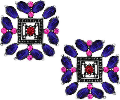 RUBANS Rubans Silver Toned Blue and Pink Stone Studs Alloy Stud Earring
