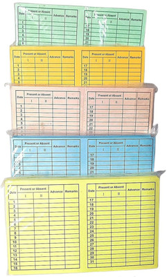 JSMSH Paper Attendance Card for Daily Payroll Wages Workmans(Set Of 500, Multicolor)