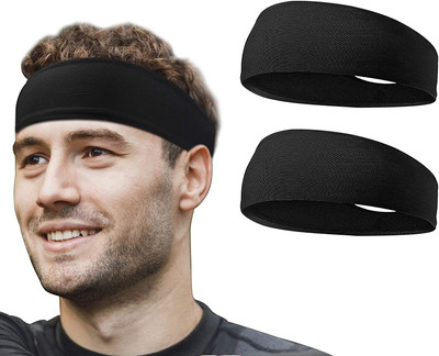 Bismaadh Sports Headbands for Men & Women Headband Fitness Band(Black, Pack of 2)