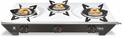 Vidiem GS S3 179 A Viva 3 Burner Stainless Steel Gas Stove, Black, Manual Stainless Steel Manual Gas Stove(3 Burners)