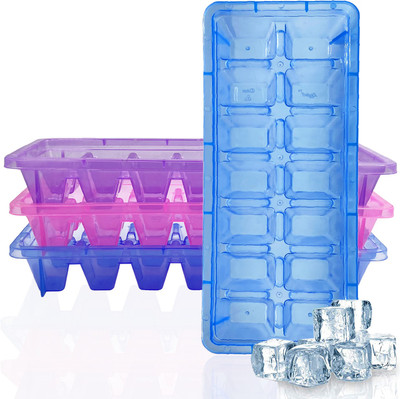 SEE INSIDE Pack of 3 Multicolor Plastic Ice Cube Tray(Pack of3)