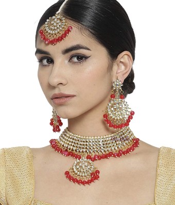 YouBella Alloy Gold-plated Gold, Red Jewellery Set(Pack of 1)