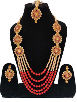 KAYAA Alloy Gold-plated Red, Gold Jewellery Set(Pack of 1)