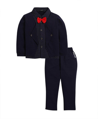 SHAUNIK Baby Boys & Baby Girls Party(Festive) Jacket Pant(Blue)