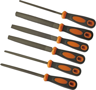 Inditrust Pro 8inch File set tool Multi shape 6pc For Wood , Knife & etc Sharpening Knife Sharpening Steel(Carbon Steel)