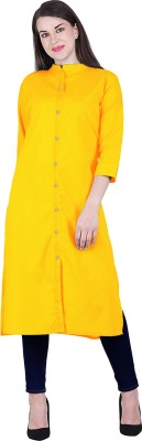 VISVA DESIGNER Women Solid Straight Kurta(Yellow)