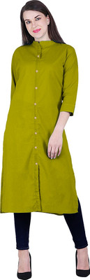 VISVA DESIGNER Women Solid Straight Kurta(Green)