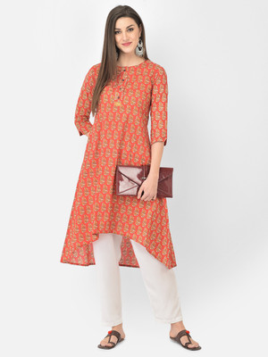 Span Women Printed A-line Kurta(Red)