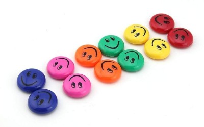 KRAFTMASTERS Round Cartoon Emoji Smile Smiley Face Fridge Magnets 30MM Set of 12 Fridge Magnet Pack of 12(Multicolor)