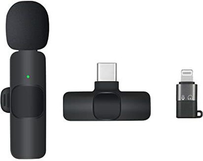 RETECH K8 Wireless Microphone, Digital Mini Portable Recording Clip Mic with Receiver WIRELESS MICROPHONE(Black)