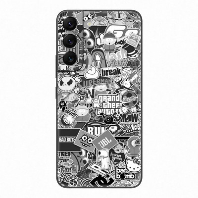 Orgic India Samsung S22 Mobile Skin(Monochrome Sticker Bomb)