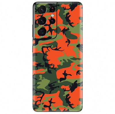 Orgic India Samsung S21 Ultra Mobile Skin(Camo Green & RED)