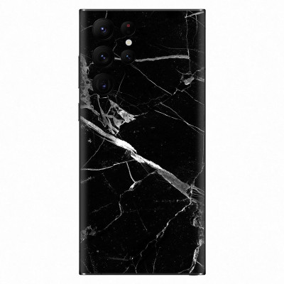 Orgic India Samsung S22 Ultra Mobile Skin(Black Marble)