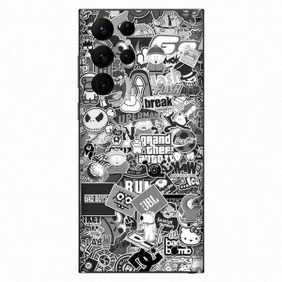 Orgic India Samsung S22 Ultra Mobile Skin(Monochrome Sticker Bomb)