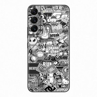Orgic India Samsung S22 Plus Mobile Skin(Monochrome Sticker Bomb)