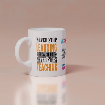 MODEST CITY 'Never Stop Learning Because Life Never Stops Teaching' Motivational Quote Ceramic Coffee Mug(350 ml)