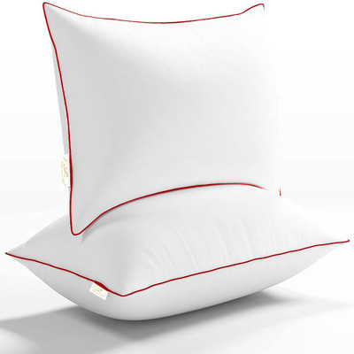 Linenovation Microfibre Solid Sleeping Pillow Pack of 2(Red)