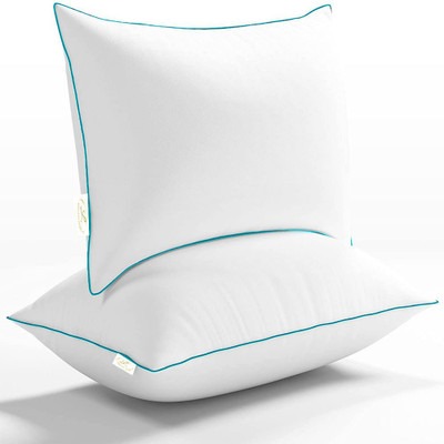 Linenovation Microfibre Solid Sleeping Pillow Pack of 2(Turquise)