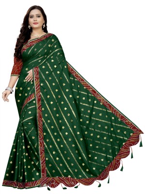 GRIFEZ Printed Bollywood Art Silk Saree(Dark Green)