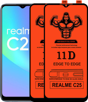 HQ Protection Edge To Edge Tempered Glass for REALME C25(Pack of 2)