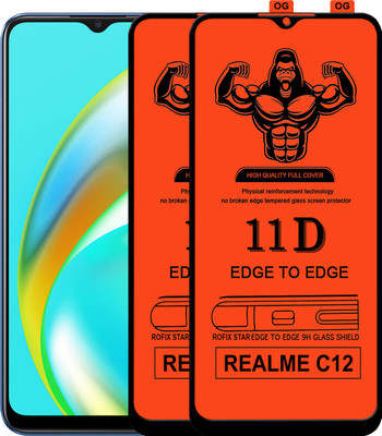 Laxdom Edge To Edge Tempered Glass for REALME C12(Pack of 2)