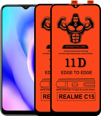 HQ Protection Edge To Edge Tempered Glass for REALME C15(Pack of 2)