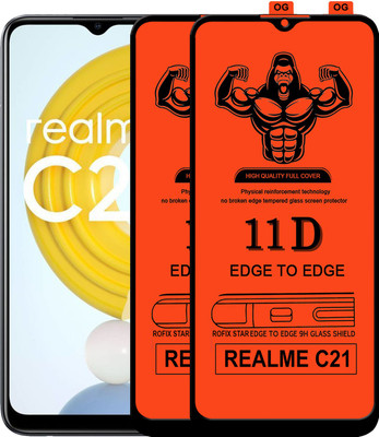 HQ Protection Edge To Edge Tempered Glass for REALME C21(Pack of 2)