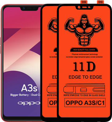 HQ Protection Edge To Edge Tempered Glass for Oppo A3s(Pack of 2)