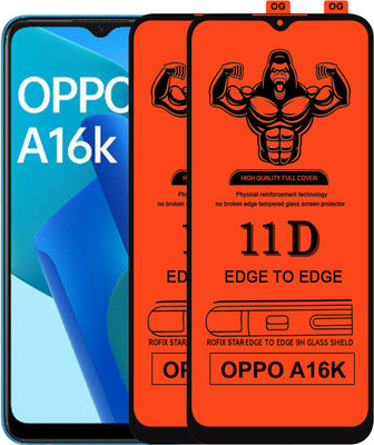 Laxdom Edge To Edge Tempered Glass for OPPO A16K(Pack of 2)