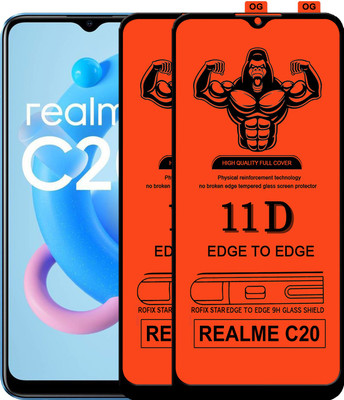 Laxdom Edge To Edge Tempered Glass for REALME C20(Pack of 2)