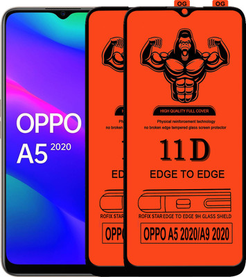 HQ Protection Edge To Edge Tempered Glass for OPPO A5 2020(Pack of 2)