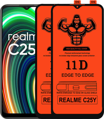 HQ Protection Edge To Edge Tempered Glass for REALME C25Y(Pack of 2)