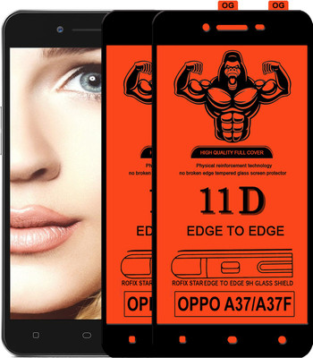 Laxdom Edge To Edge Tempered Glass for Oppo A37f(Pack of 2)