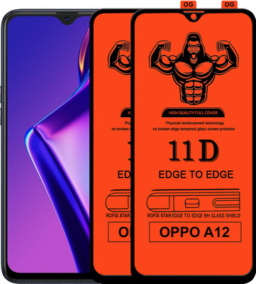 Laxdom Edge To Edge Tempered Glass for OPPO A12(Pack of 2)