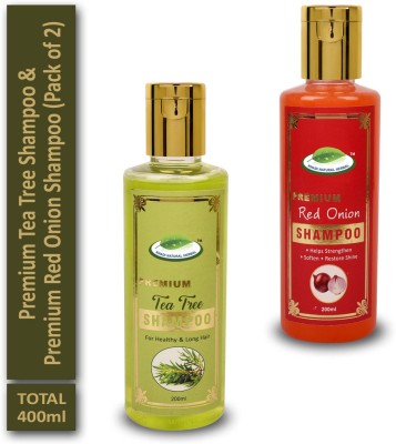 khadi natural herbal Premium Tea Tree Shampoo - Premium Red Onion Shampoo (Pack of 2)(400 ml)