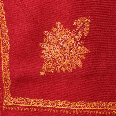 Kashmiri queen Acrylic, Wool Embroidered Women Shawl(Maroon)