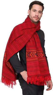 Braid N Cord Polyester Wool Blend Applique Men, Women Shawl(Maroon)