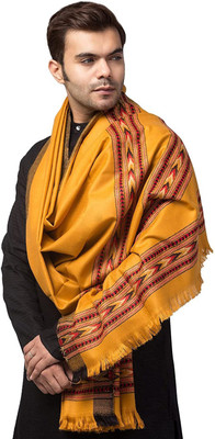 Braid N Cord Polyester Wool Blend Applique Men, Women Shawl(Yellow)