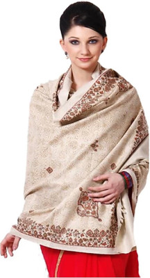 Braid N Cord Polyester Wool Blend Floral Print Women, Men Shawl(Brown)