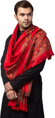 Braid N Cord Polyester Wool Blend Applique Men, Women Shawl(Red)