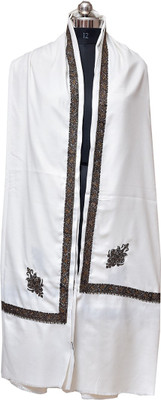 SUMEDH handcrafts Acrylic Embroidered Men Shawl(White)