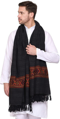 Braid N Cord Polyester Wool Blend Applique Men, Women Shawl(Black)