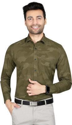 5TH ANFOLD Men Printed Formal Khaki Shirt